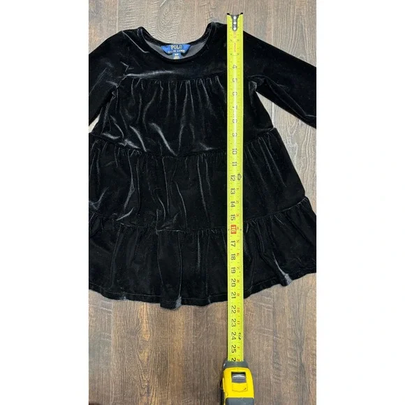 Polo Ralph Lauren Velvet Dress Long Sleeve Black Party Holiday Classic Size 3/3T - Picture 4 of 7
